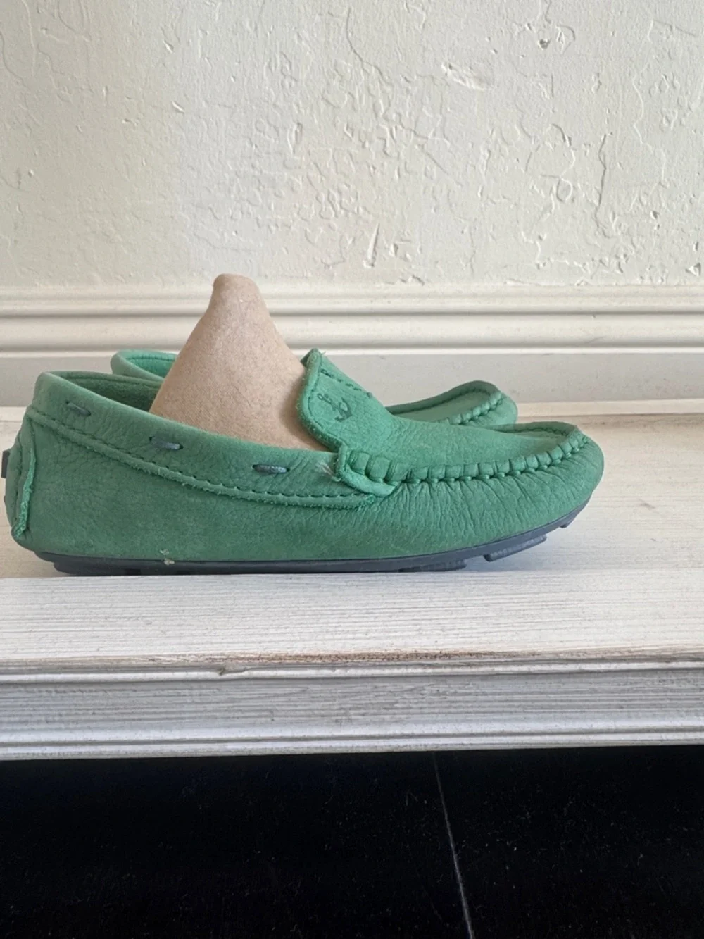 Jacadi Mint Green Suede Kids Moccasins